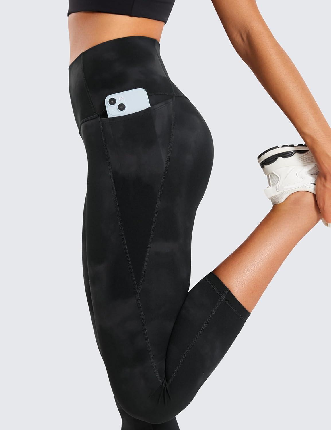 imageCRZ YOGA Butterluxe Workout Capri Leggings Pockets 21quot High Waisted Gym Athletic Womens Crop YogaBlack Tie Dye Flowers