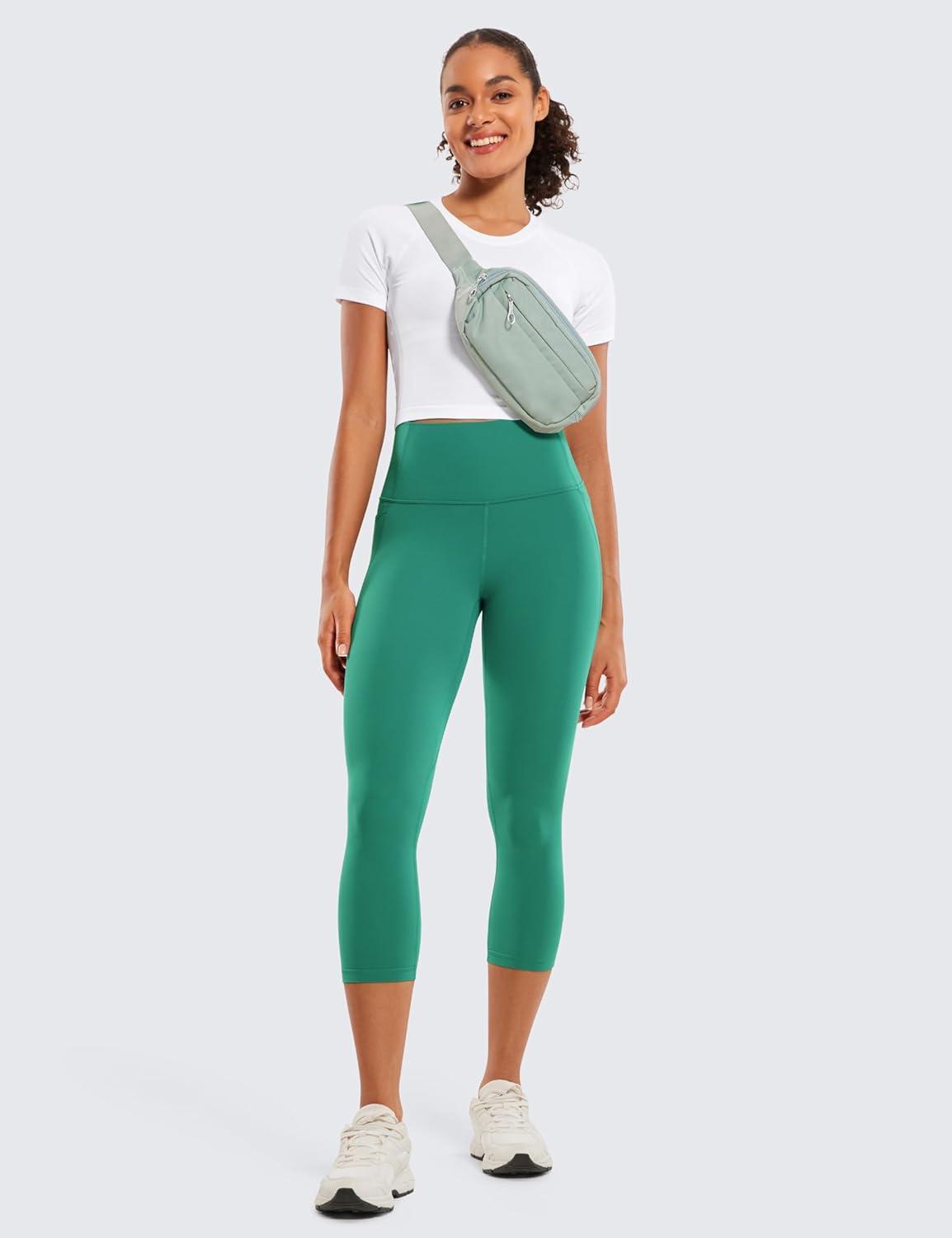 imageCRZ YOGA Butterluxe Workout Capri Leggings Pockets 21quot High Waisted Gym Athletic Womens Crop YogaCascadia Green