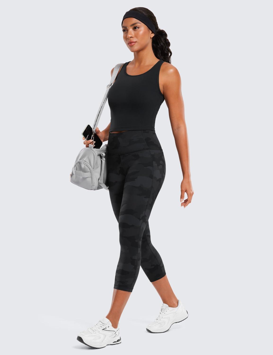 imageCRZ YOGA Butterluxe Workout Capri Leggings Pockets 21quot High Waisted Gym Athletic Womens Crop YogaDark Grey Camouflage 2