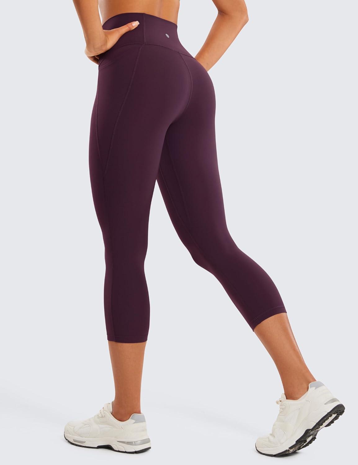 imageCRZ YOGA Butterluxe Workout Capri Leggings Pockets 21quot High Waisted Gym Athletic Womens Crop YogaDeep Purple