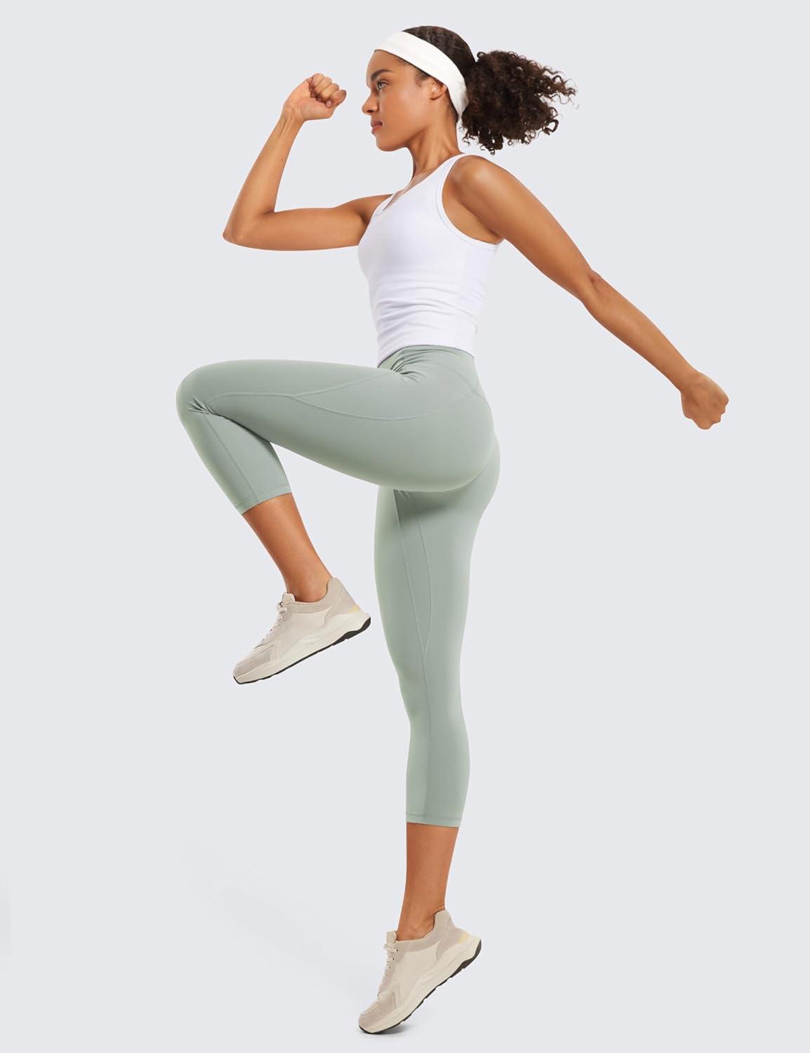 imageCRZ YOGA Butterluxe Workout Capri Leggings Pockets 21quot High Waisted Gym Athletic Womens Crop YogaGreen Palm Court