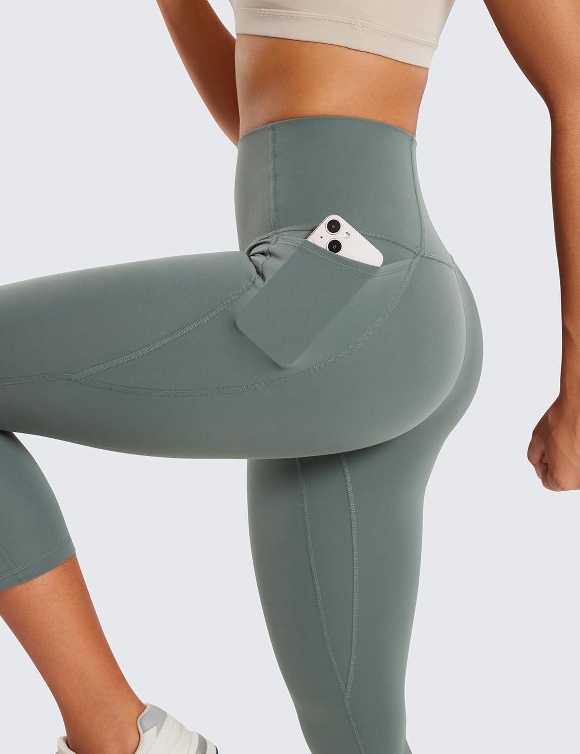 imageCRZ YOGA Butterluxe Workout Capri Leggings Pockets 21quot High Waisted Gym Athletic Womens Crop YogaGrey Sage