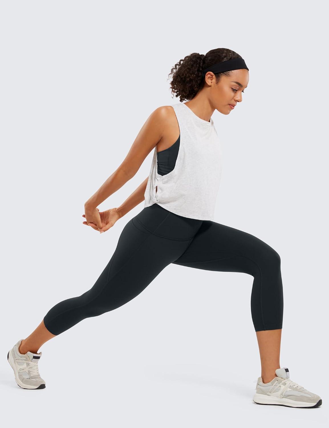 imageCRZ YOGA Butterluxe Workout Capri Leggings Pockets 21quot High Waisted Gym Athletic Womens Crop YogaMelanite