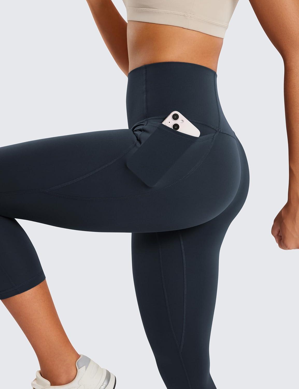 imageCRZ YOGA Butterluxe Workout Capri Leggings Pockets 21quot High Waisted Gym Athletic Womens Crop YogaTrue Navy
