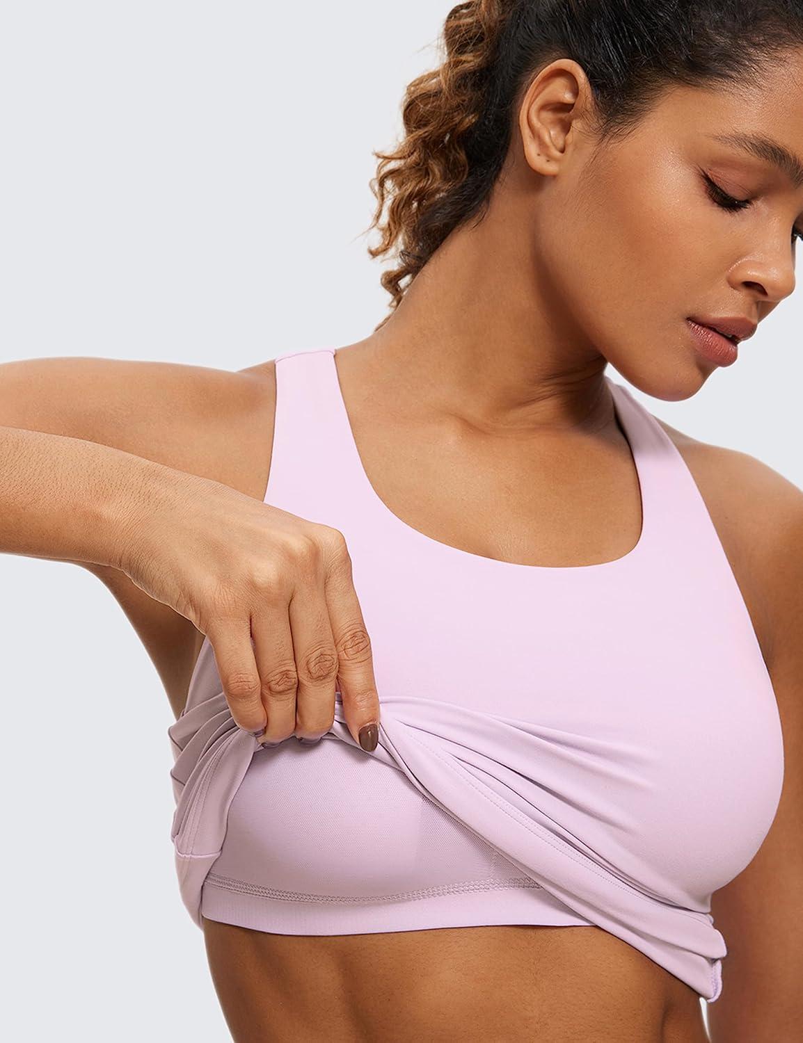 imageCRZ YOGA Butterluxe Workout Racerback Tank Tops for Women Padded Athletic Spandex Yoga Shirts with Built in BraPink Peony