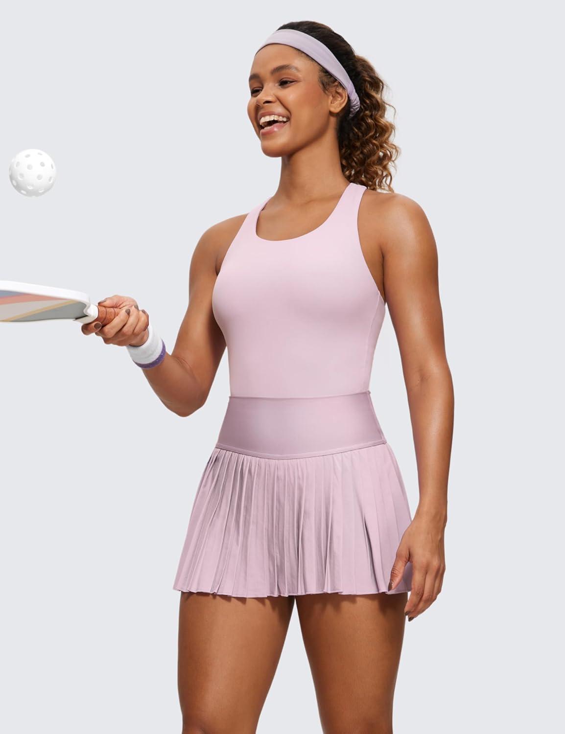 imageCRZ YOGA Butterluxe Workout Racerback Tank Tops for Women Padded Athletic Spandex Yoga Shirts with Built in BraPink Peony