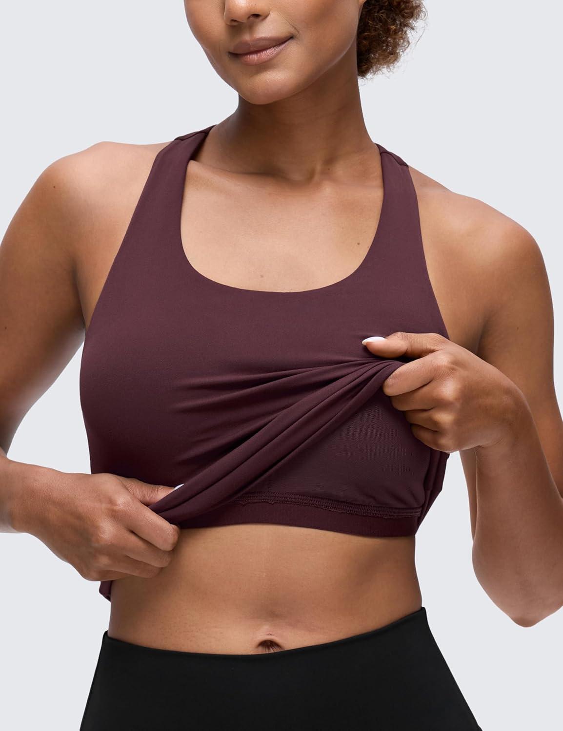 imageCRZ YOGA Butterluxe Workout Racerback Tank Tops for Women Padded Athletic Spandex Yoga Shirts with Built in BraRipe Plum