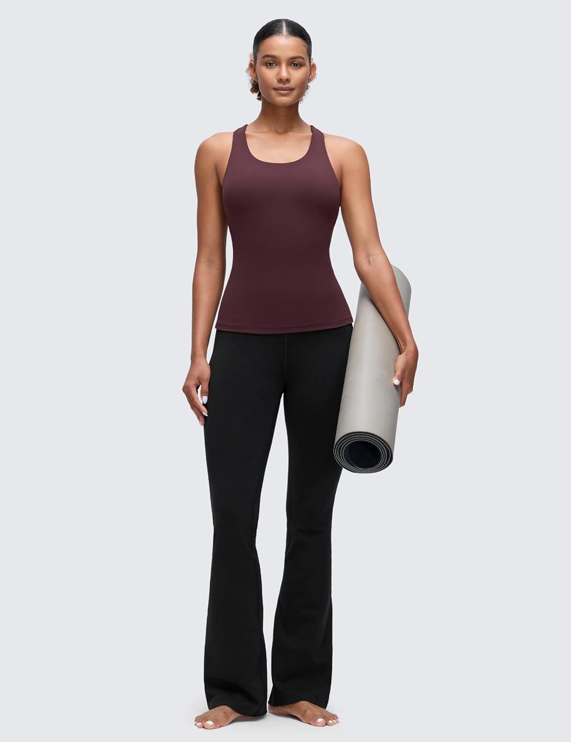 imageCRZ YOGA Butterluxe Workout Racerback Tank Tops for Women Padded Athletic Spandex Yoga Shirts with Built in BraRipe Plum