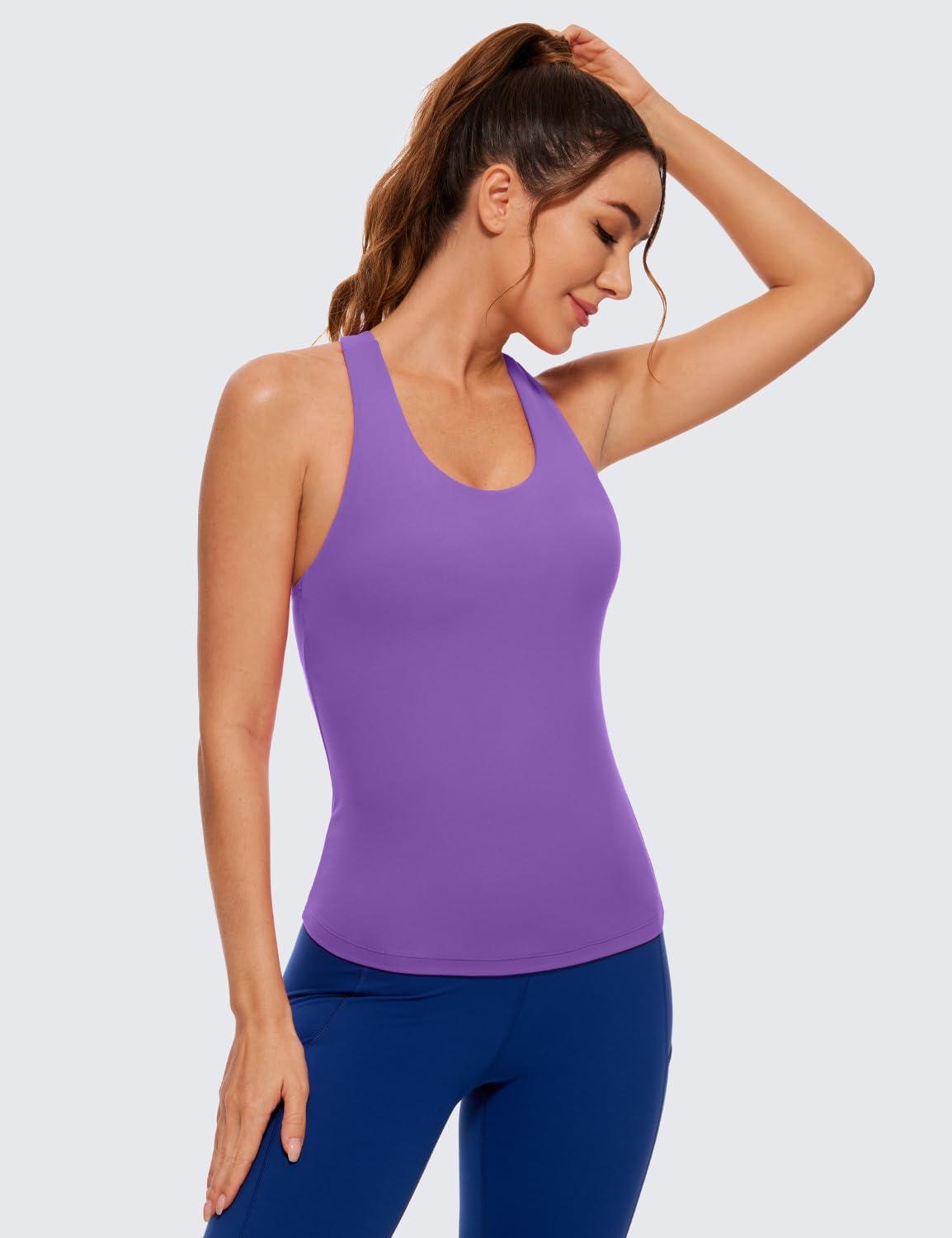 imageCRZ YOGA Butterluxe Workout Racerback Tank Tops for Women Padded Athletic Spandex Yoga Shirts with Built in BraRoyal Lilac