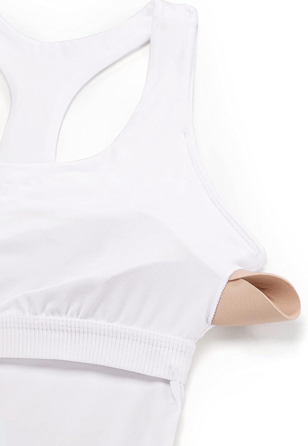 imageCRZ YOGA Butterluxe Workout Racerback Tank Tops for Women Padded Athletic Spandex Yoga Shirts with Built in BraWhite