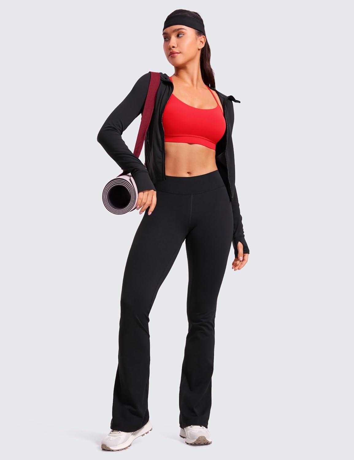 imageCRZ YOGA Butterluxe Y Back Sports Bras for Women Padded Racerback Low Impact Spaghetti Thin Strap Workout Yoga TopDeep Red