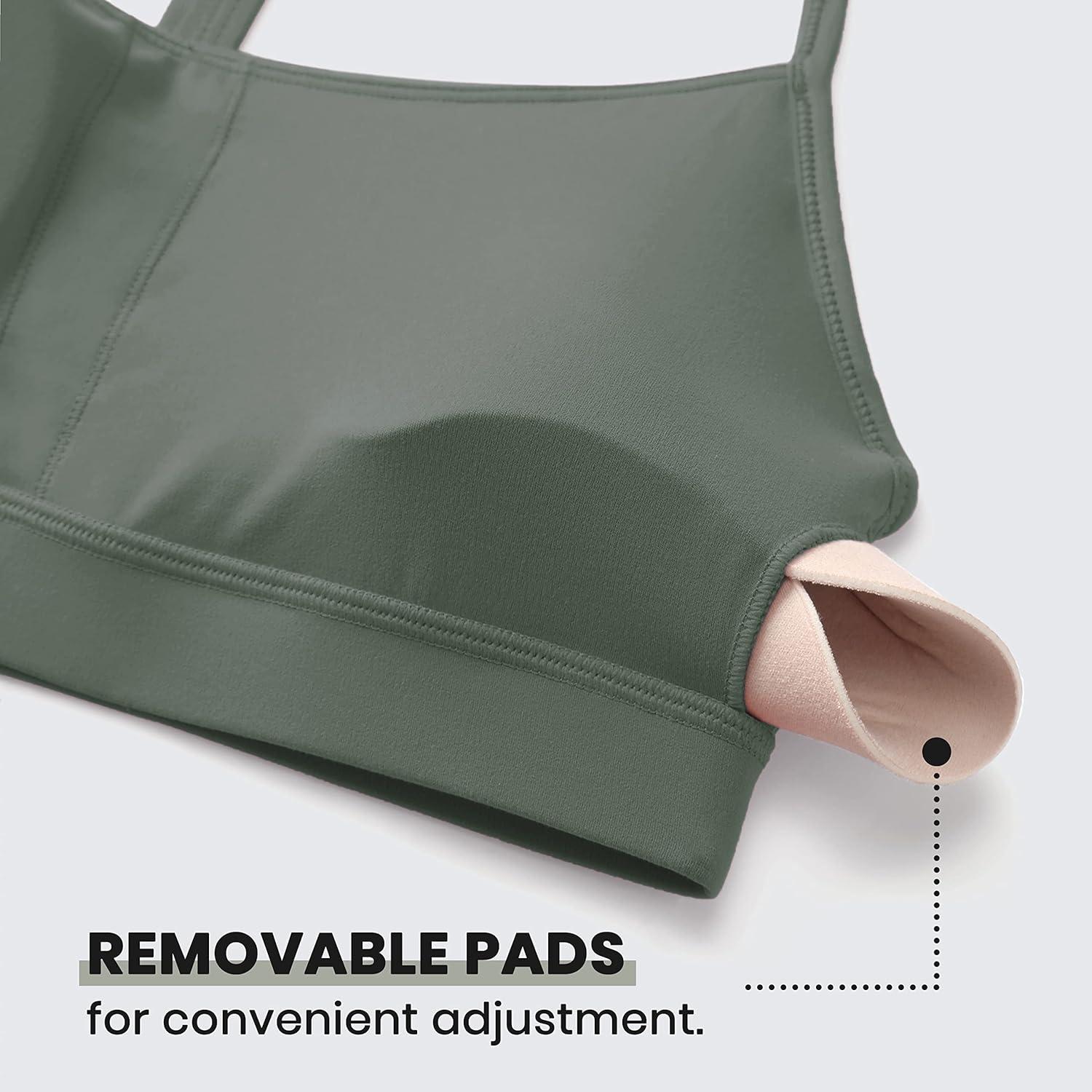 imageCRZ YOGA Butterluxe Y Back Sports Bras for Women Padded Racerback Low Impact Spaghetti Thin Strap Workout Yoga TopGrey Sage