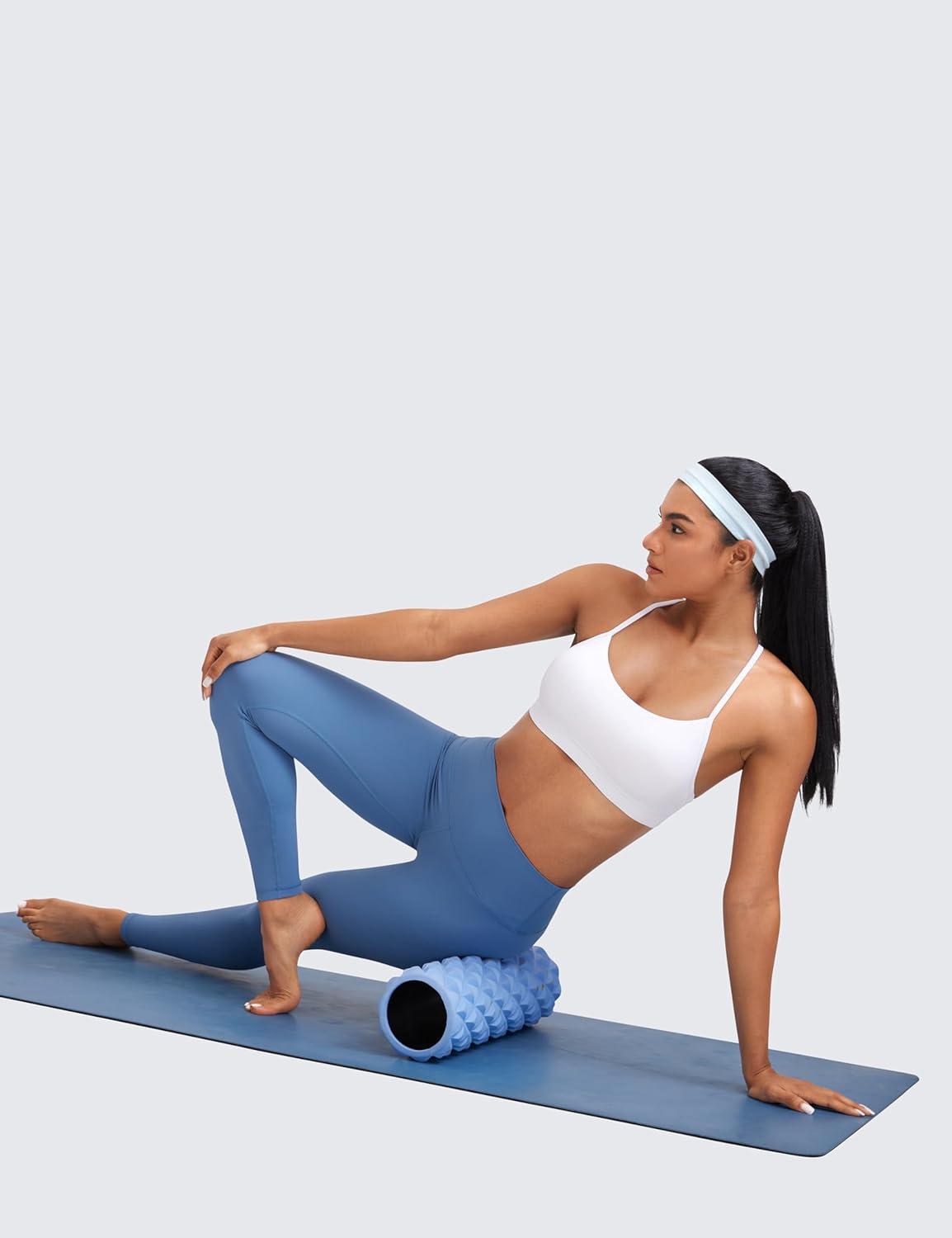 imageCRZ YOGA Butterluxe Y Back Sports Bras for Women Padded Racerback Low Impact Spaghetti Thin Strap Workout Yoga TopWhite