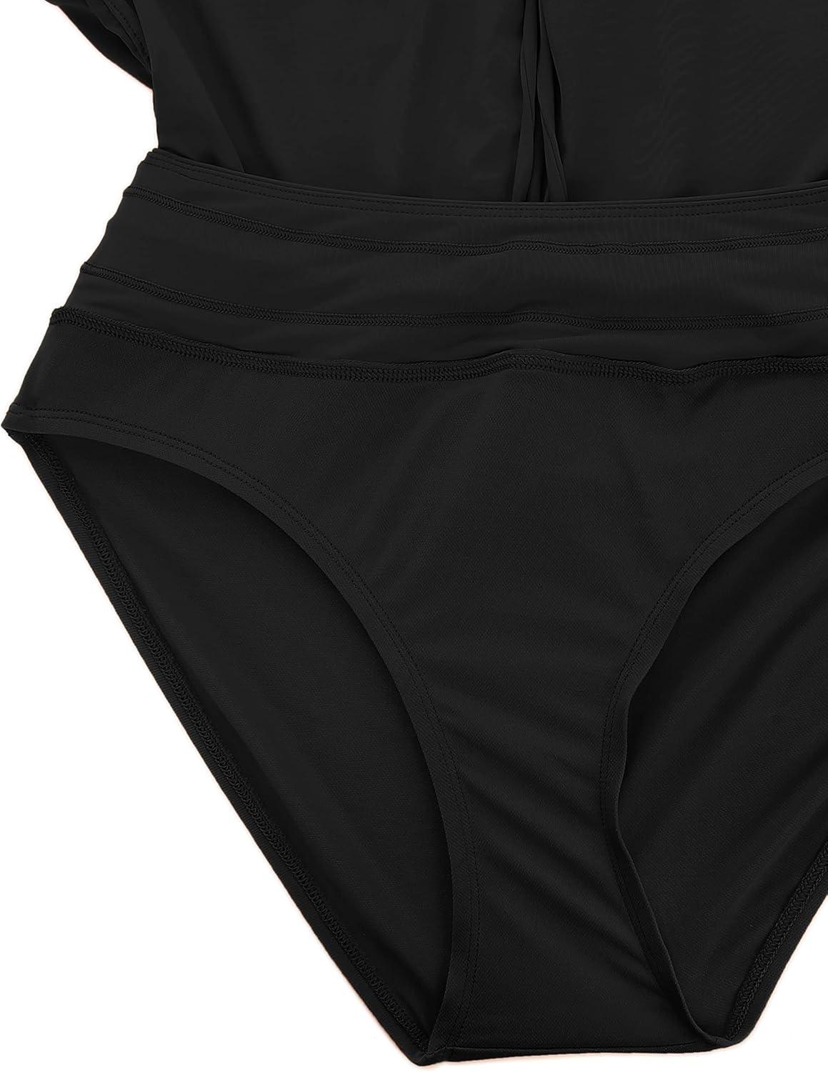 imageCRZ YOGA Classic Fit Dolphin Board Shorts for Women 3 High Waisted Beach Swimwear Bottoms Bathing Trunks with LinerBlack