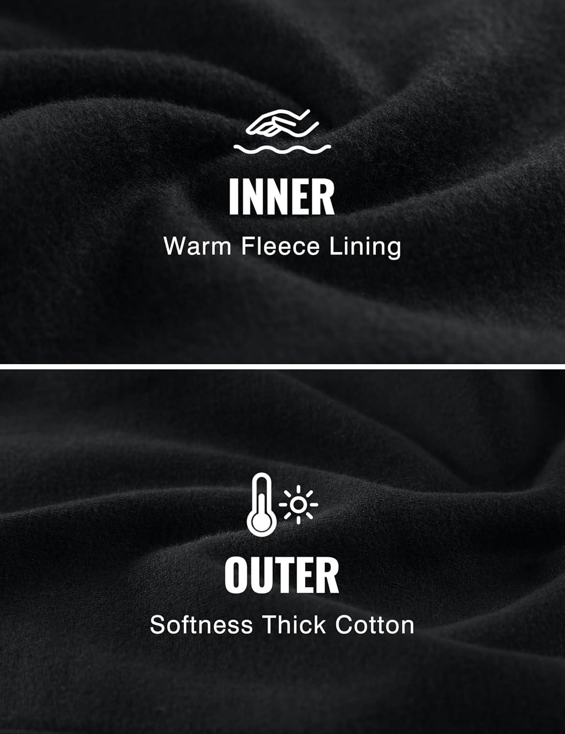 imageCRZ YOGA Cotton Fleece Lined Half Zip Sweatshirts for Men Mock Neck Pullover Sweat Shirts Casual Workout Daily SweatersBlack