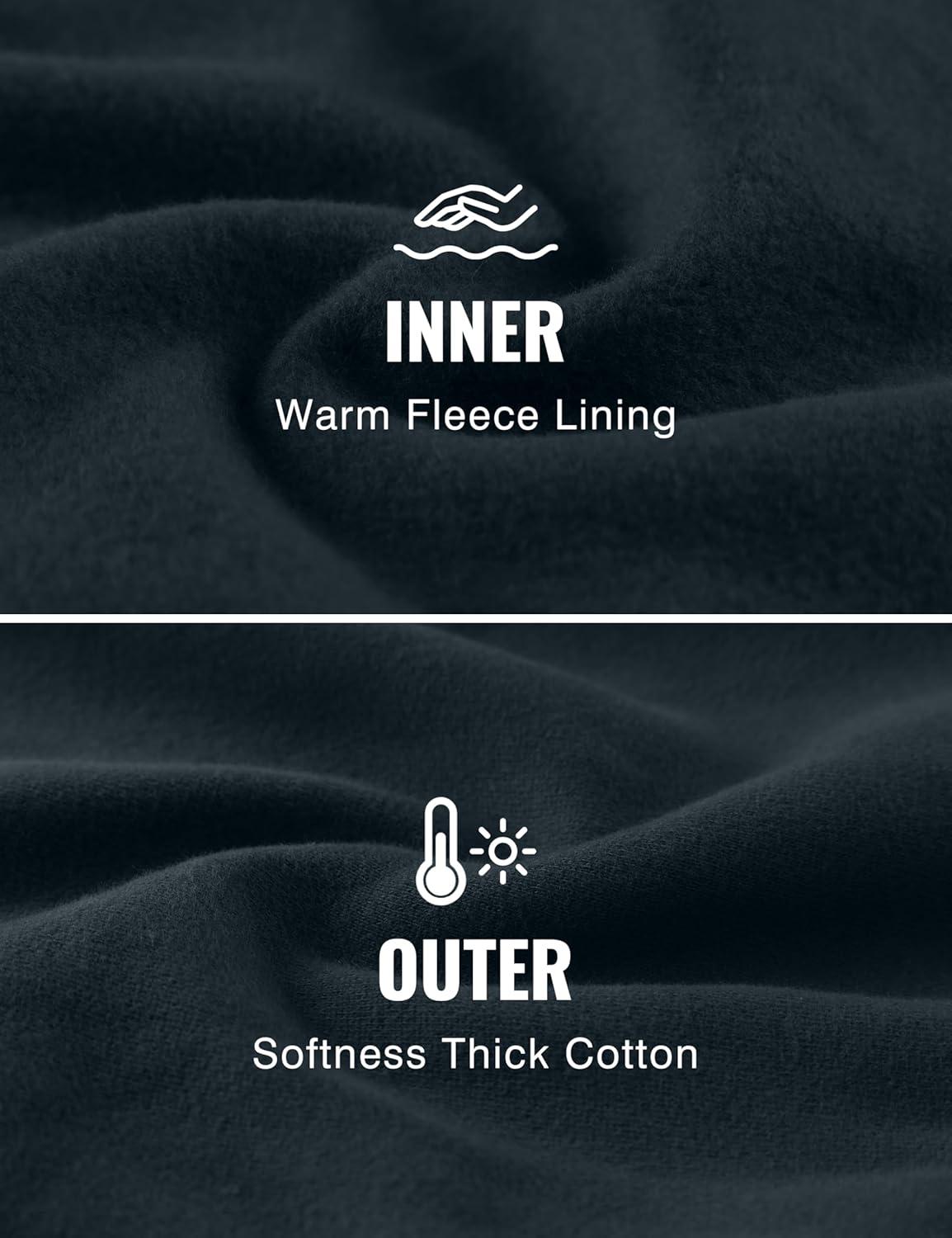 imageCRZ YOGA Cotton Fleece Lined Half Zip Sweatshirts for Men Mock Neck Pullover Sweat Shirts Casual Workout Daily SweatersInk Blue