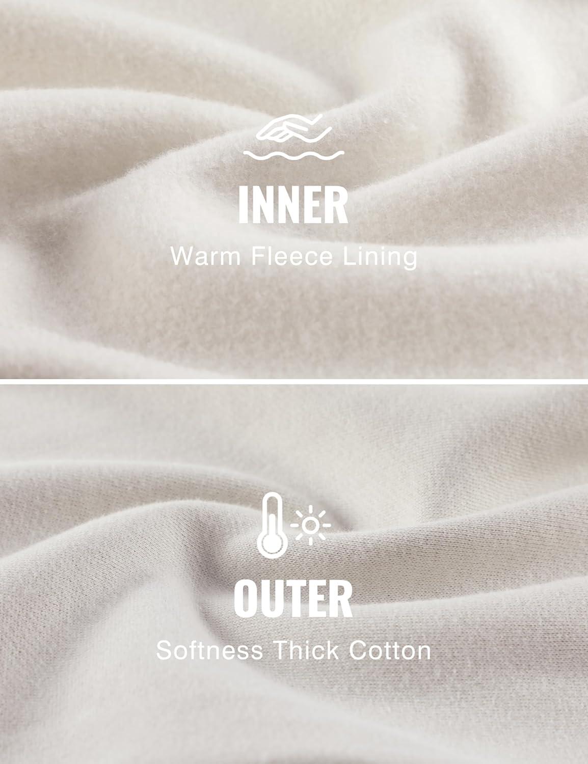 imageCRZ YOGA Cotton Fleece Lined Half Zip Sweatshirts for Men Mock Neck Pullover Sweat Shirts Casual Workout Daily SweatersMilky White Bone