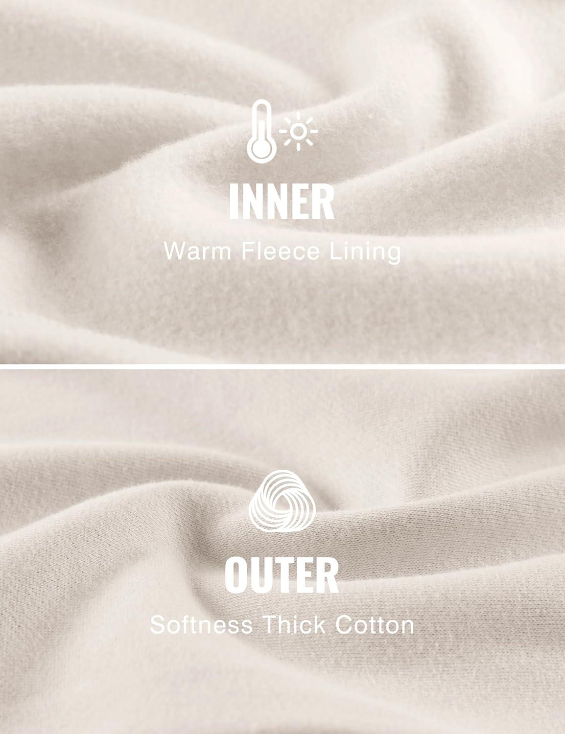 imageCRZ YOGA Cotton Fleece Lined Half Zip Sweatshirts for Men Mock Neck Pullover Sweat Shirts Casual Workout Daily SweatersWhite Apricot