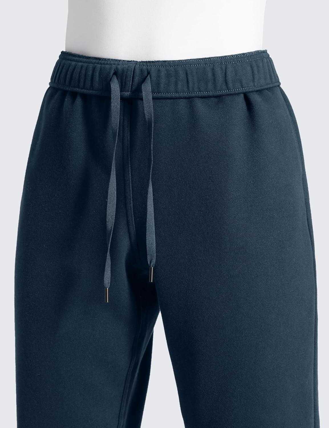 imageCRZ YOGA Cotton Fleece Lined Jogger Sweatpants Women 28quot Casual Lounge Travel Pants with Pockets Winter WarmInk Blue