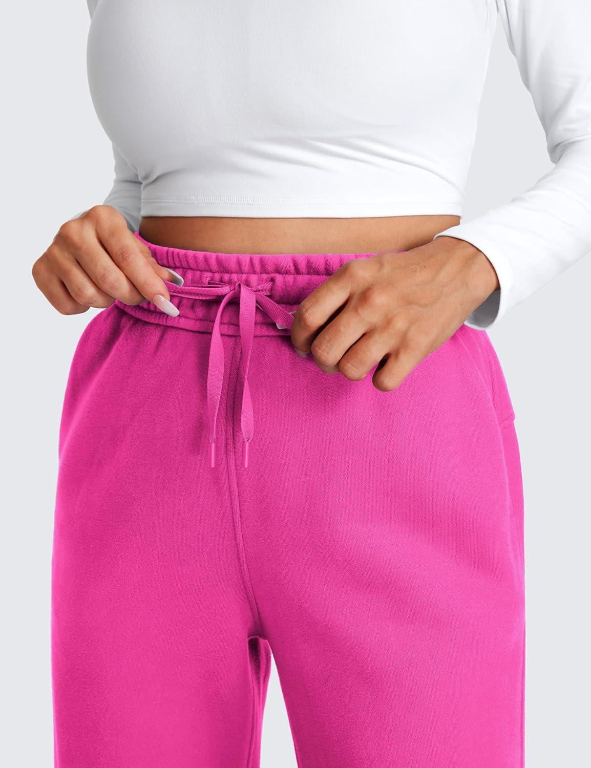 imageCRZ YOGA Cotton Fleece Lined Sweatpants Women 28quot30quot32quot Straight Leg Casual Lounge Pants with Pockets Winter WarmHibiscus Purple