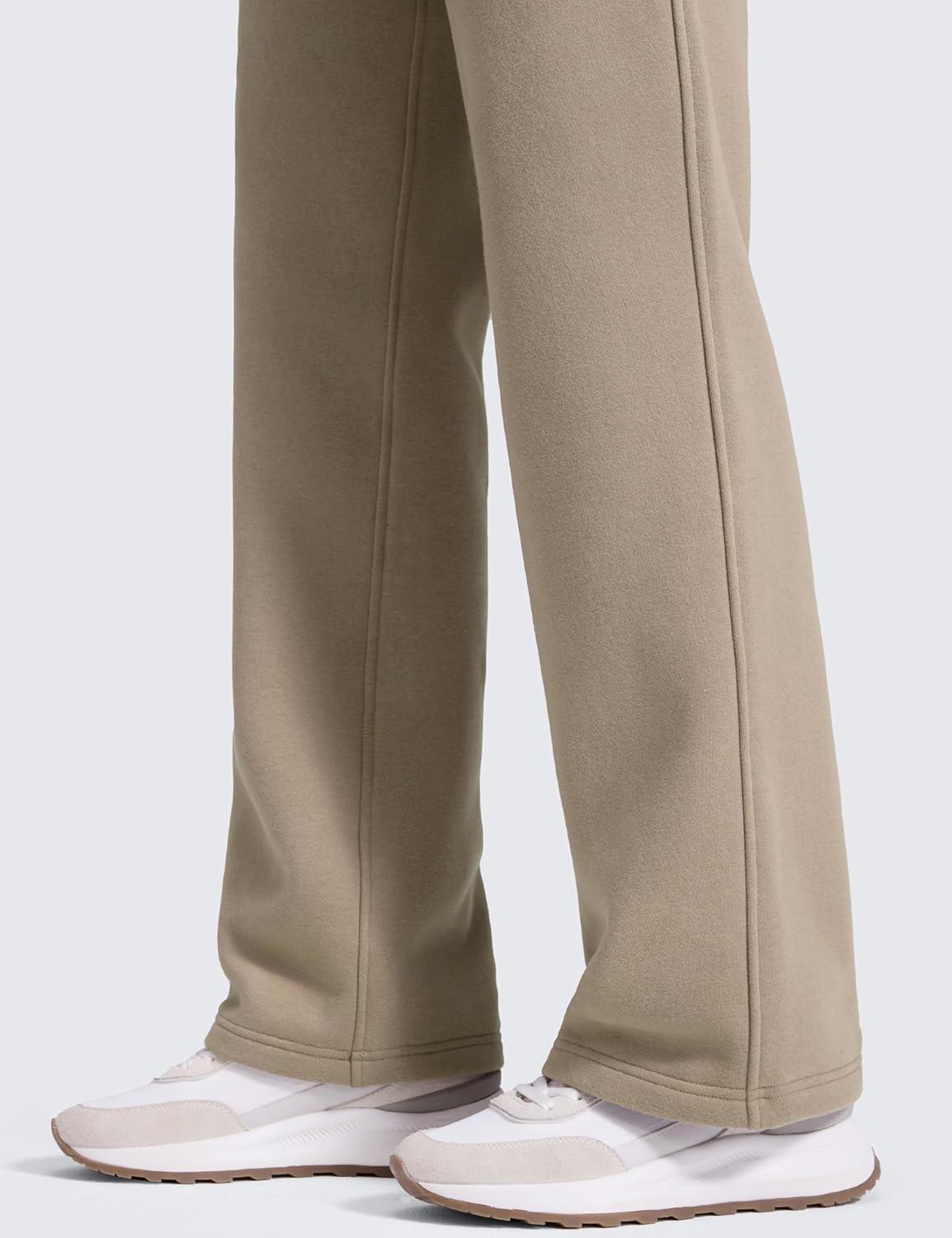 imageCRZ YOGA Cotton Fleece Lined Sweatpants Women 28quot30quot32quot Straight Leg Casual Lounge Pants with Pockets Winter WarmOak