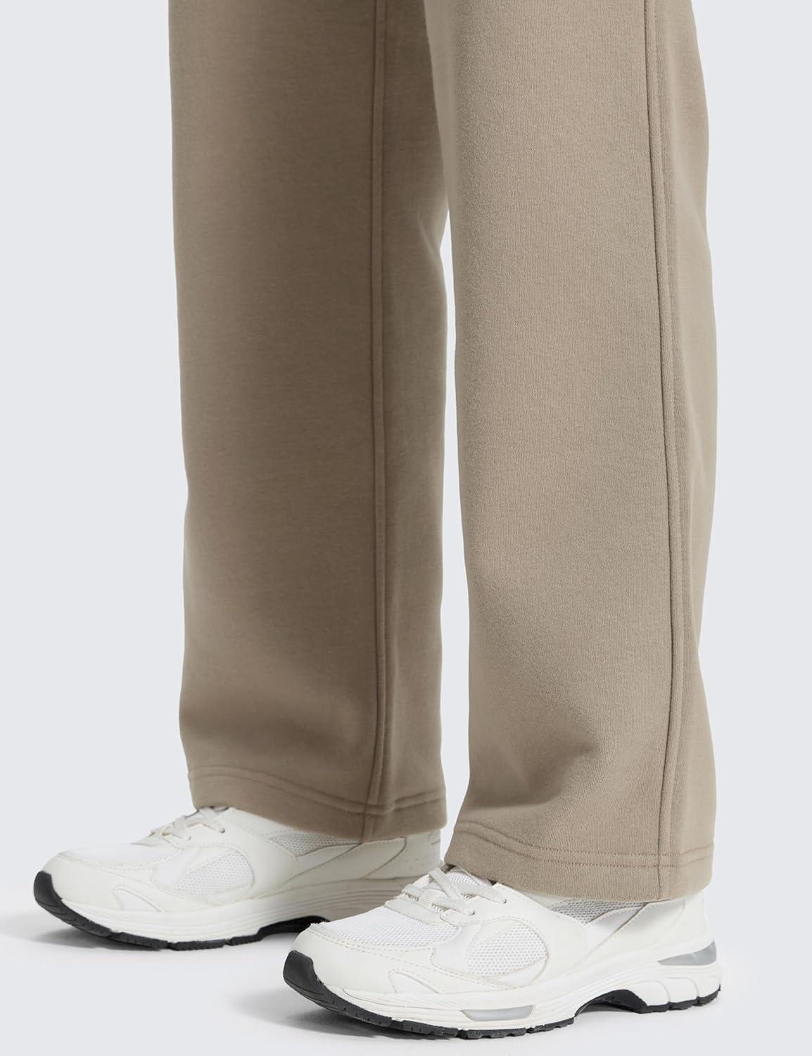 imageCRZ YOGA Cotton Fleece Lined Sweatpants Women 28quot30quot32quot Straight Leg Casual Lounge Pants with Pockets Winter WarmOak