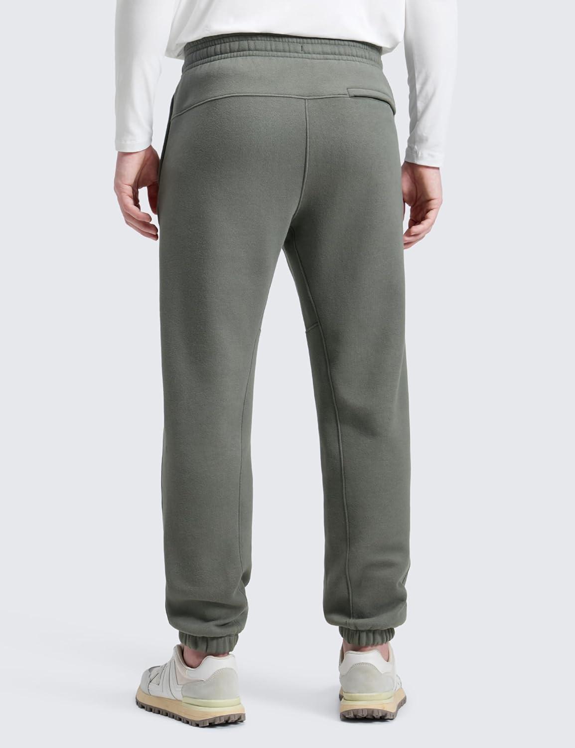 imageCRZ YOGA Cotton Fleece Lined Sweatpants for Men 30quot Classic Fit Casual Lounge Cozy Sweat Pants Joggers with Zipper PocketsGrey Sage