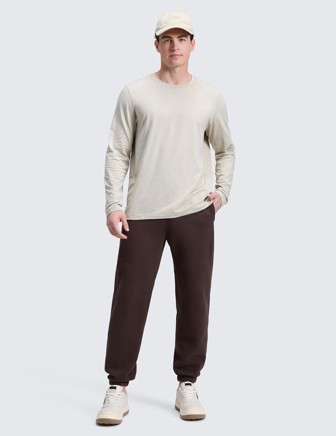 imageCRZ YOGA Cotton Fleece Lined Sweatpants for Men 30quot Classic Fit Casual Lounge Cozy Sweat Pants Joggers with Zipper PocketsHot Fudge Brown