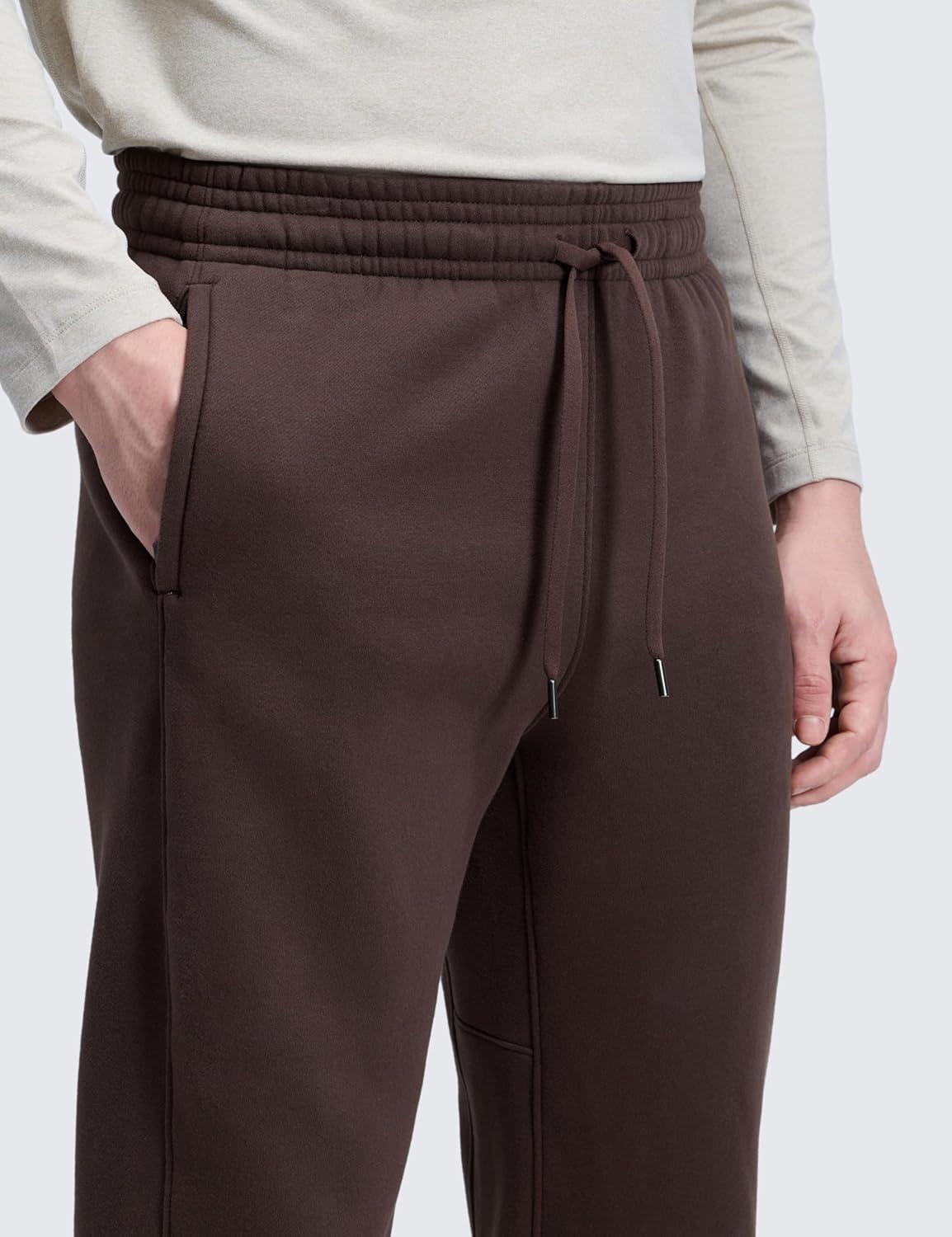 imageCRZ YOGA Cotton Fleece Lined Sweatpants for Men 30quot Classic Fit Casual Lounge Cozy Sweat Pants Joggers with Zipper PocketsHot Fudge Brown