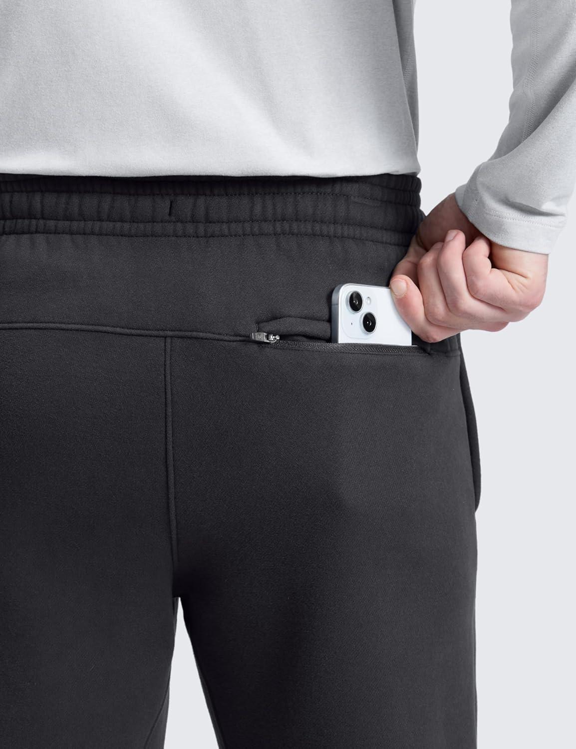 imageCRZ YOGA Cotton Fleece Lined Sweatpants for Men 30quot Classic Fit Casual Lounge Cozy Sweat Pants Joggers with Zipper PocketsMysterious Grey