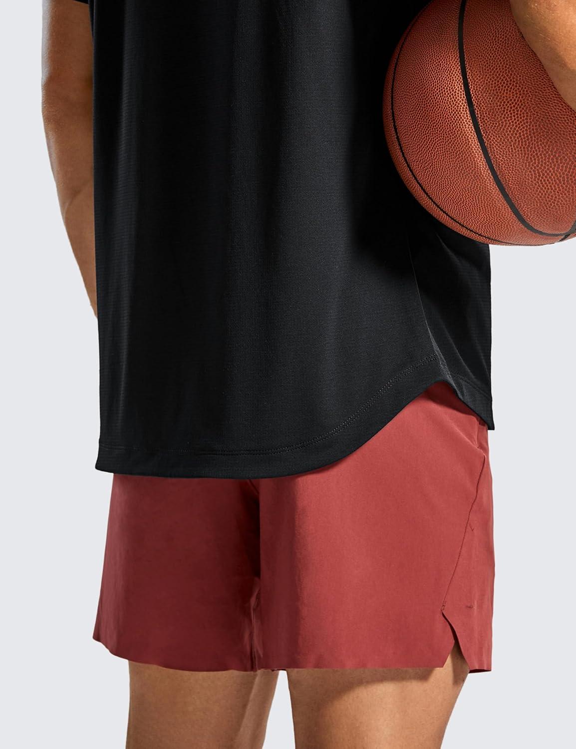 imageCRZ YOGA Crewneck Workout Shirts for Men Quick Dry Running Athletic TShirts Lightweight Basic TopsBlack