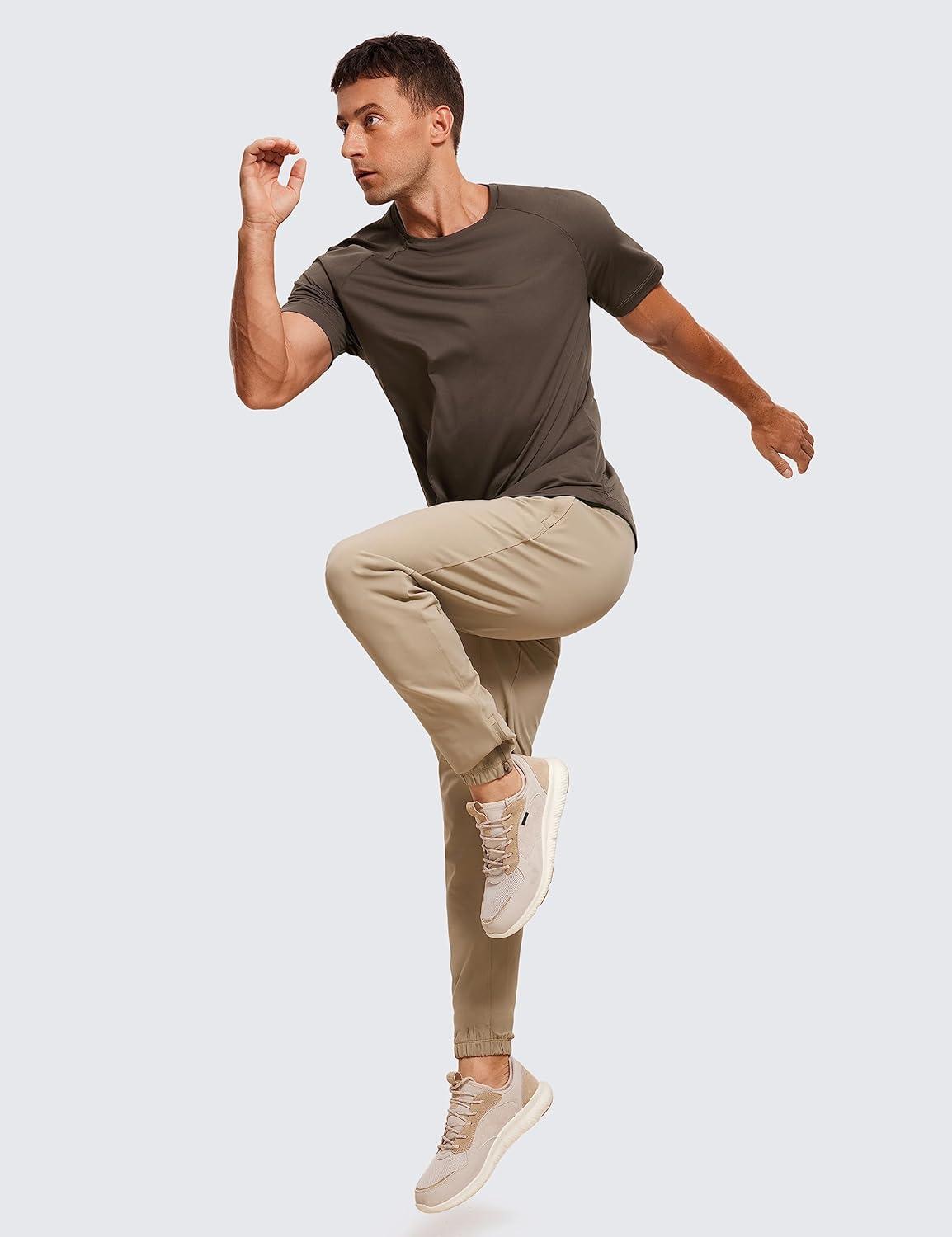 imageCRZ YOGA Crewneck Workout Shirts for Men Quick Dry Running Athletic TShirts Lightweight Basic TopsDark Mocha