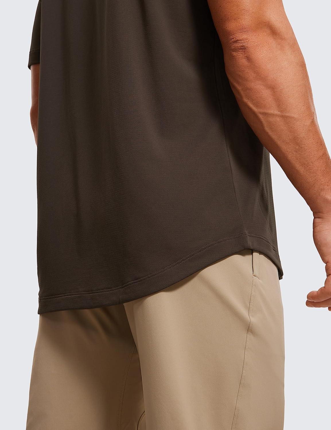 imageCRZ YOGA Crewneck Workout Shirts for Men Quick Dry Running Athletic TShirts Lightweight Basic TopsDark Mocha