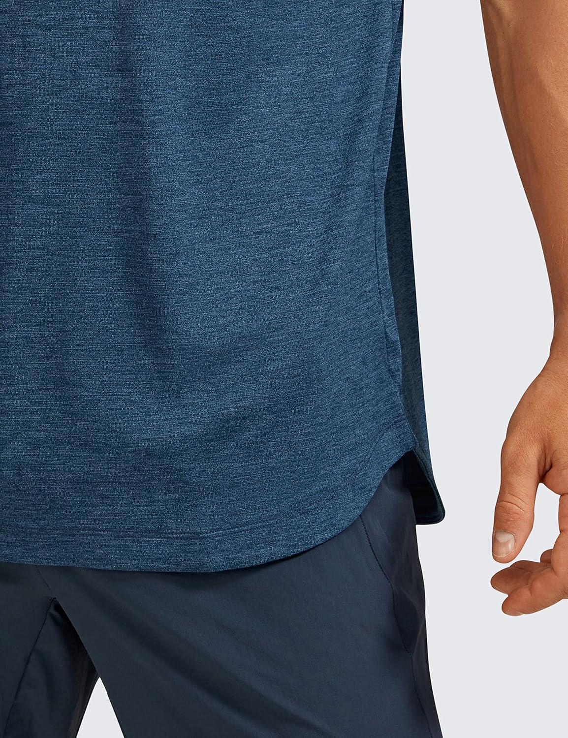 imageCRZ YOGA Crewneck Workout Shirts for Men Quick Dry Running Athletic TShirts Lightweight Basic TopsOcean Blue Heather