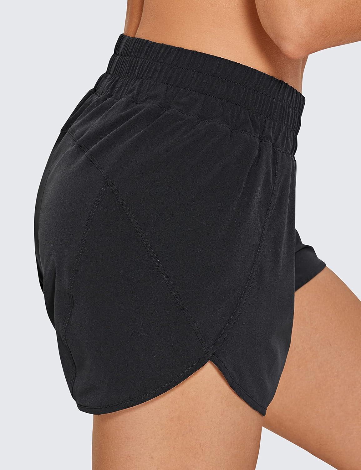imageCRZ YOGA Dolphin Athletic Shorts for Women 3quot High Waisted Quick Dry for Running Workout Gym Track with Zip PocketBlack