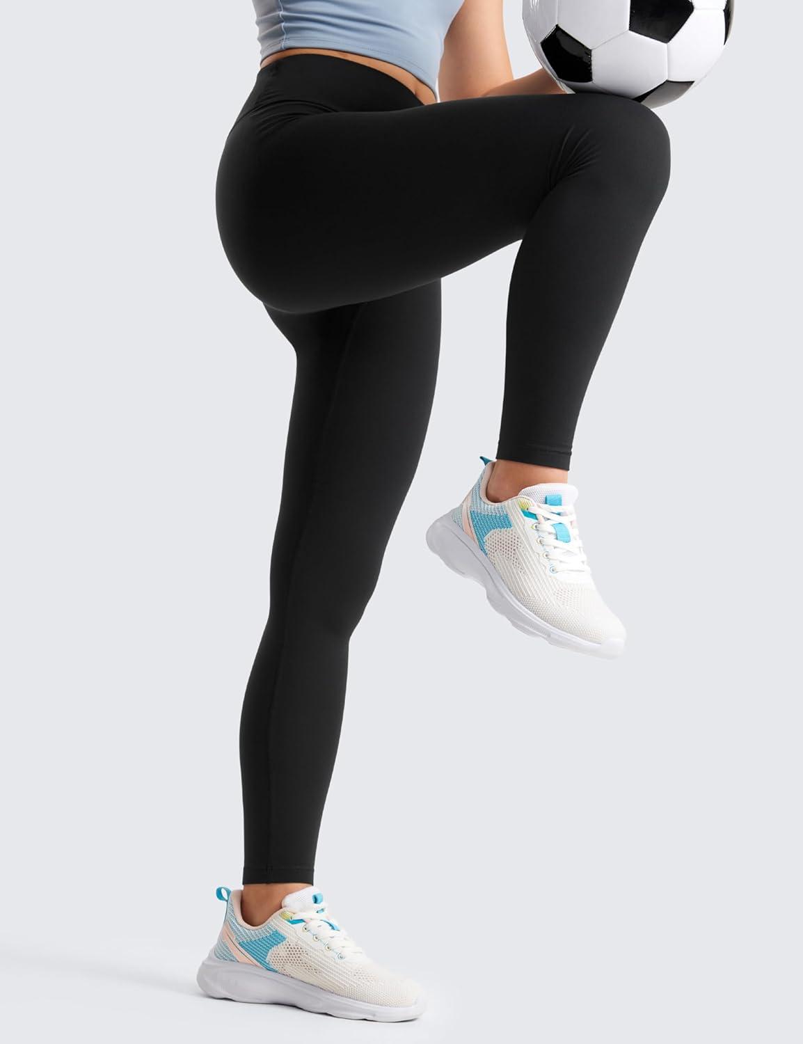 imageCRZ YOGA Girls Butterluxe Full Length Yoga Leggings Athletic Sports Casual Pants High Waist Tights Kids TeenBlack