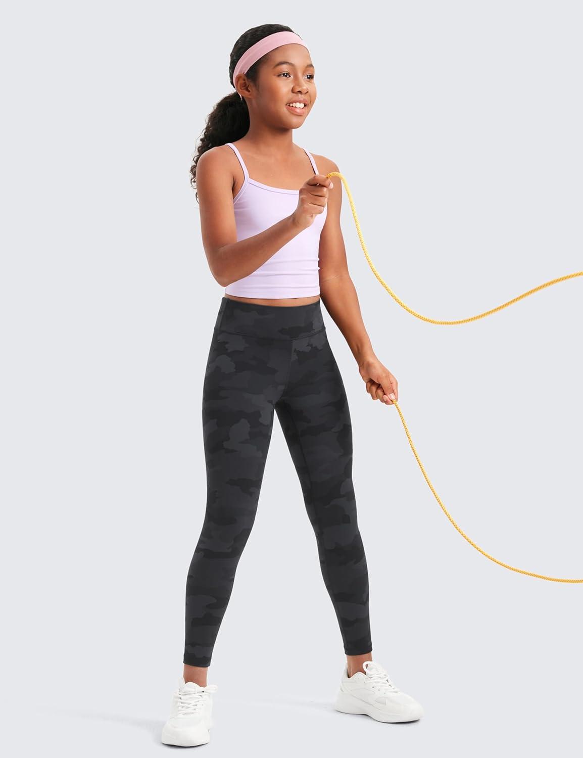 imageCRZ YOGA Girls Butterluxe Full Length Yoga Leggings Athletic Sports Casual Pants High Waist Tights Kids TeenDark Grey Camouflage 2