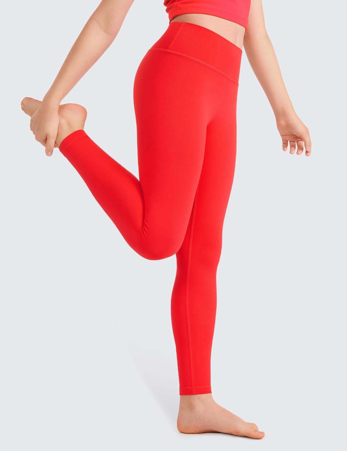 imageCRZ YOGA Girls Butterluxe Full Length Yoga Leggings Athletic Sports Casual Pants High Waist Tights Kids TeenDark Red
