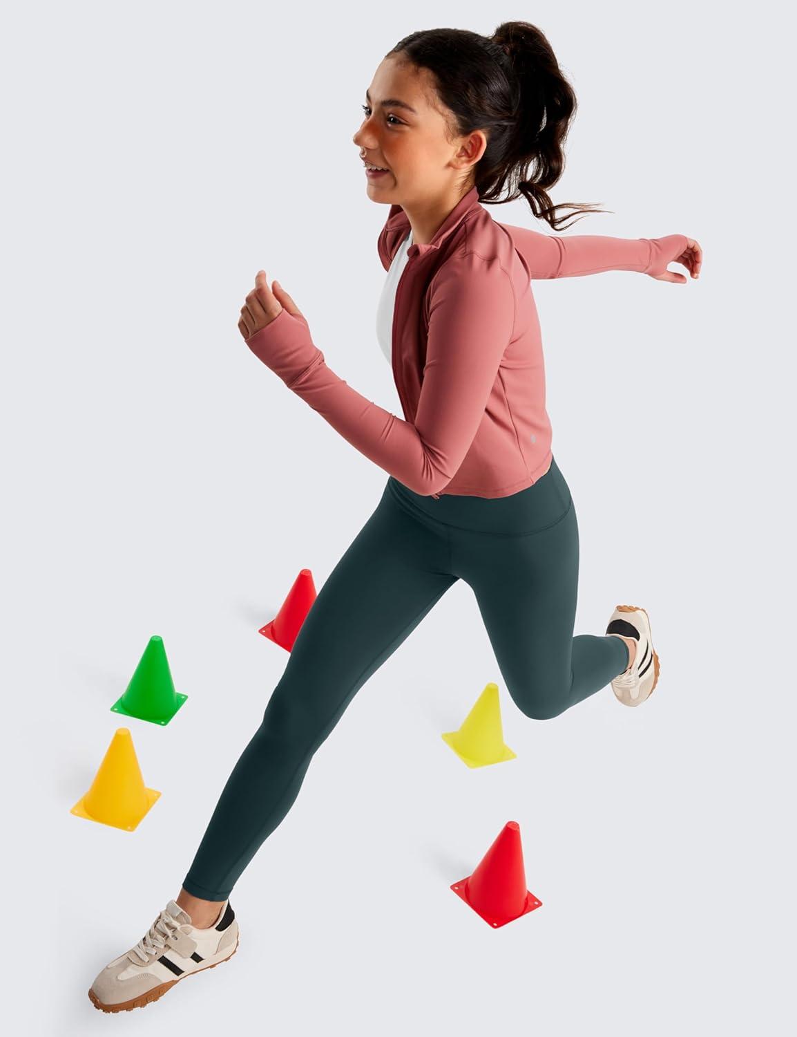 imageCRZ YOGA Girls Butterluxe Full Length Yoga Leggings Athletic Sports Casual Pants High Waist Tights Kids TeenForest Dark Green