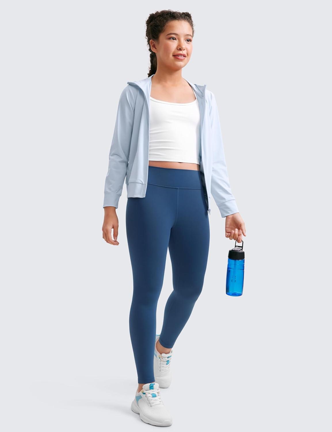 imageCRZ YOGA Girls Butterluxe Full Length Yoga Leggings Athletic Sports Casual Pants High Waist Tights Kids TeenFrench Navy