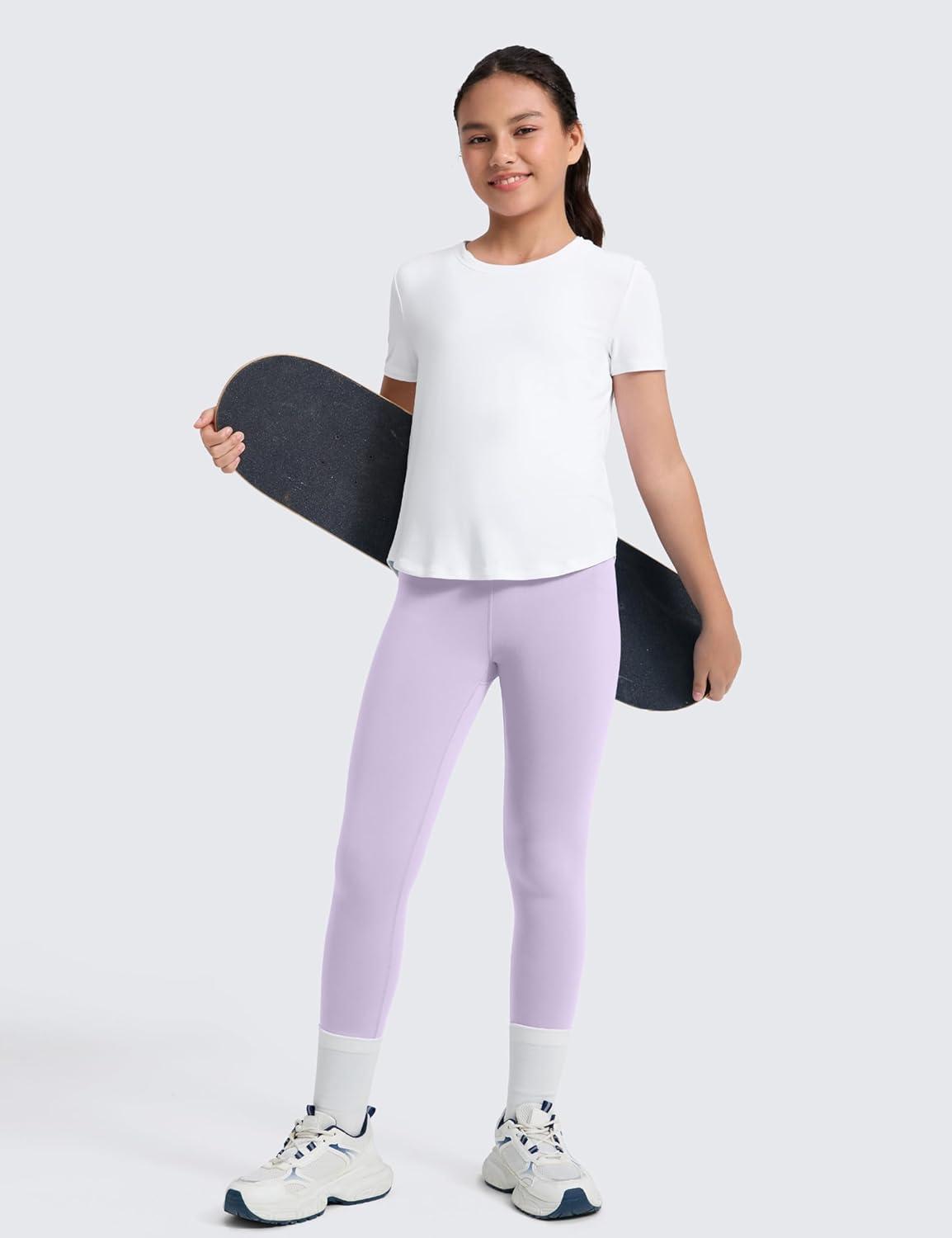 imageCRZ YOGA Girls Butterluxe Full Length Yoga Leggings Athletic Sports Casual Pants High Waist Tights Kids TeenLilac Air