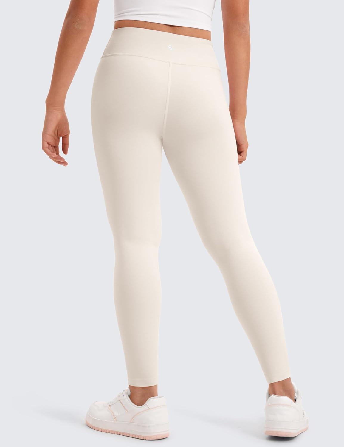 imageCRZ YOGA Girls Butterluxe Full Length Yoga Leggings Athletic Sports Casual Pants High Waist Tights Kids TeenMilky White