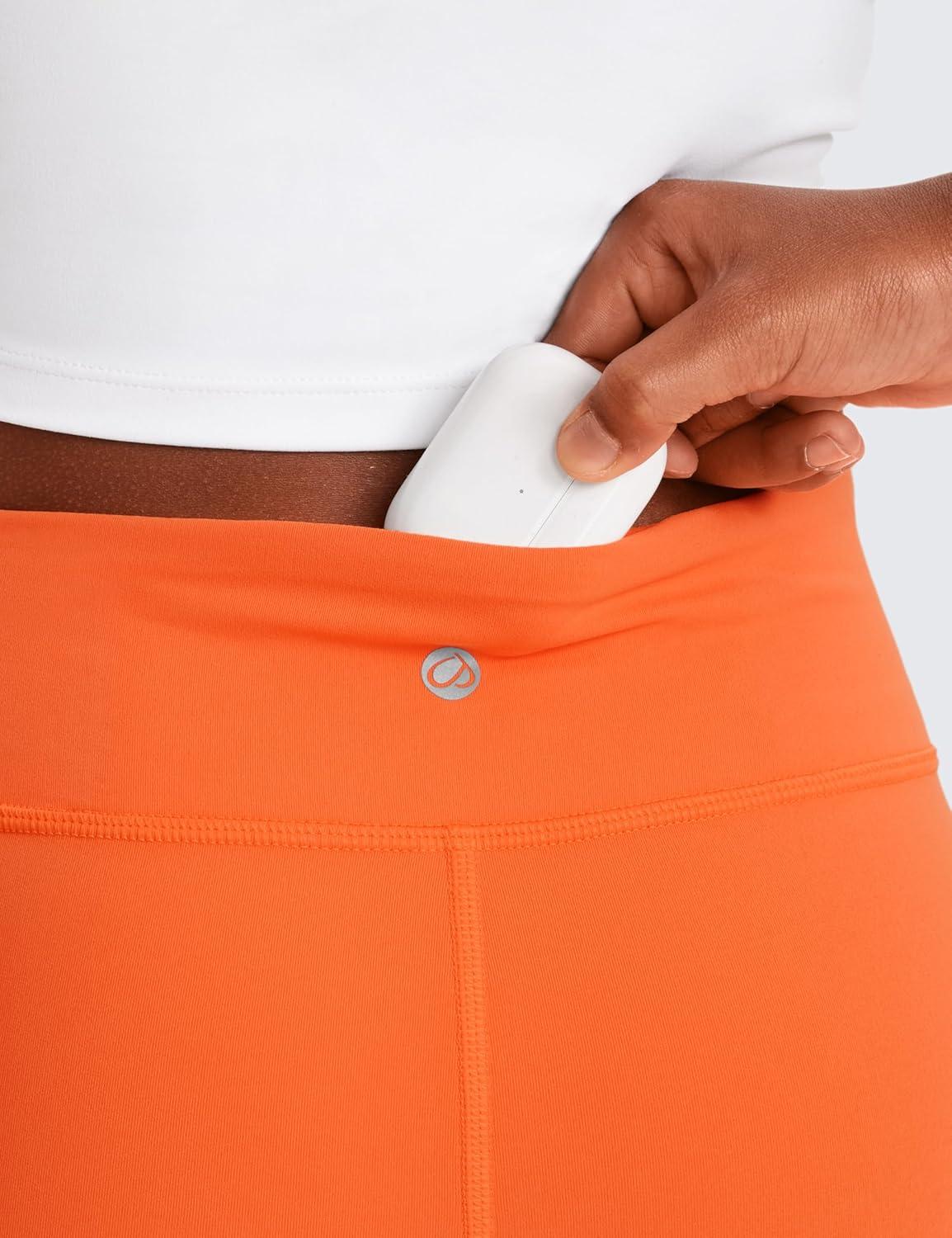 imageCRZ YOGA Girls Butterluxe Full Length Yoga Leggings Athletic Sports Casual Pants High Waist Tights Kids TeenNeon Orange