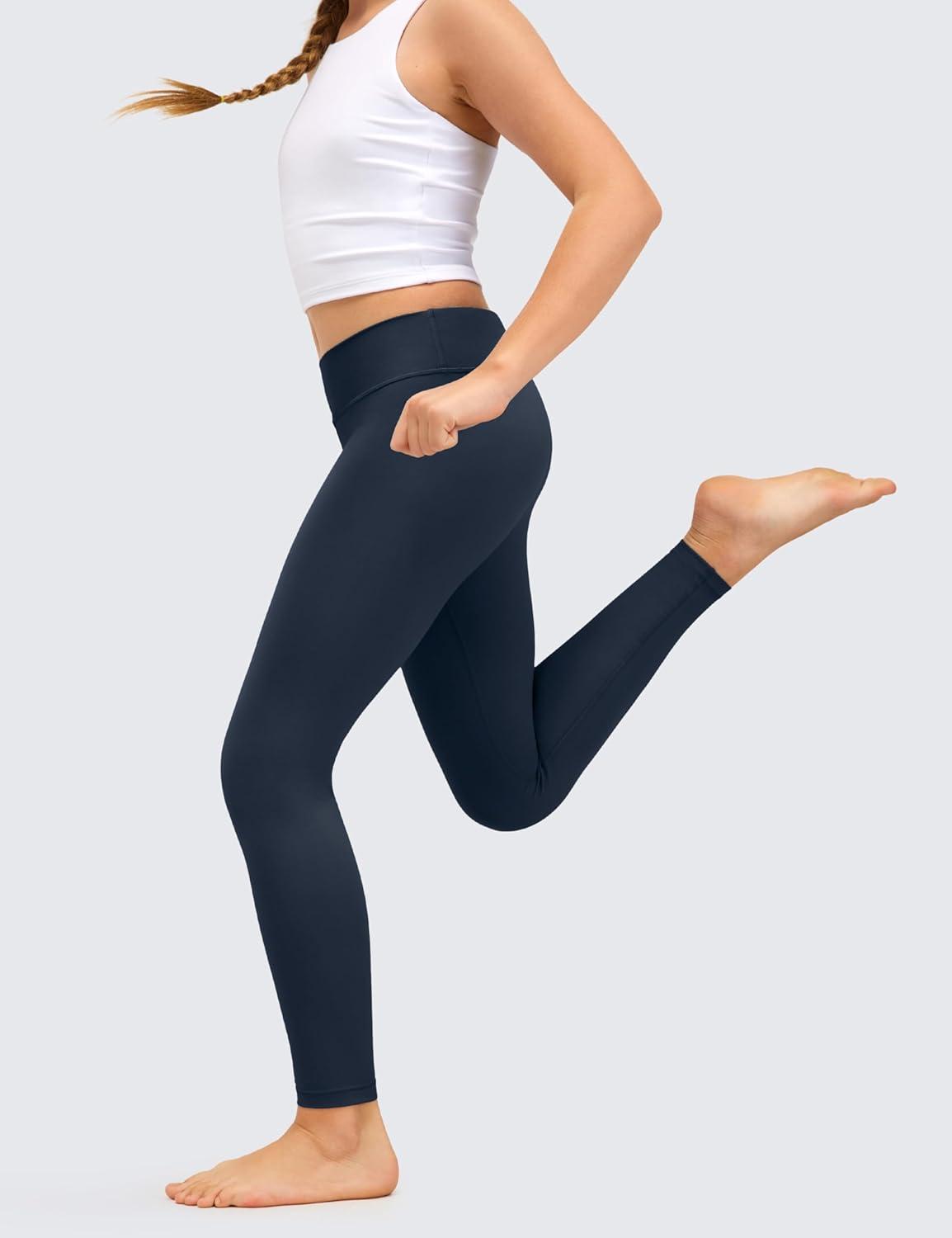 imageCRZ YOGA Girls Butterluxe Full Length Yoga Leggings Athletic Sports Casual Pants High Waist Tights Kids TeenTwilight Blue