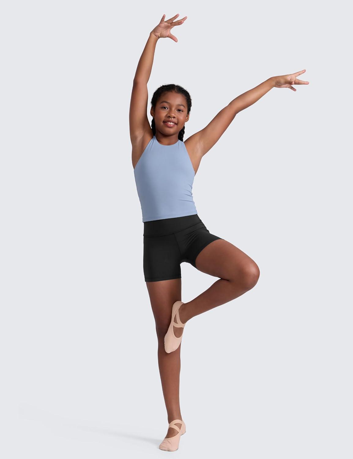 imageCRZ YOGA Girls Butterluxe High Waist Athletic Biker Shorts Dance Yoga Casual Kids Teen SummerBlack