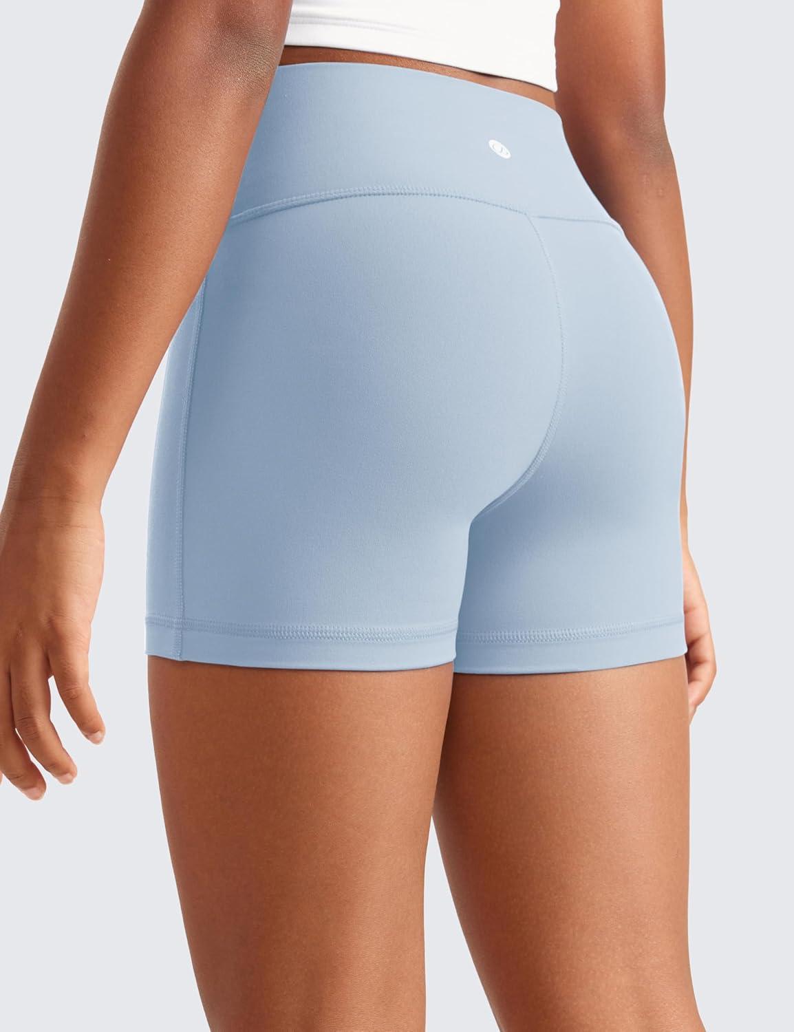 imageCRZ YOGA Girls Butterluxe High Waist Athletic Biker Shorts Dance Yoga Casual Kids Teen SummerCambric Blue