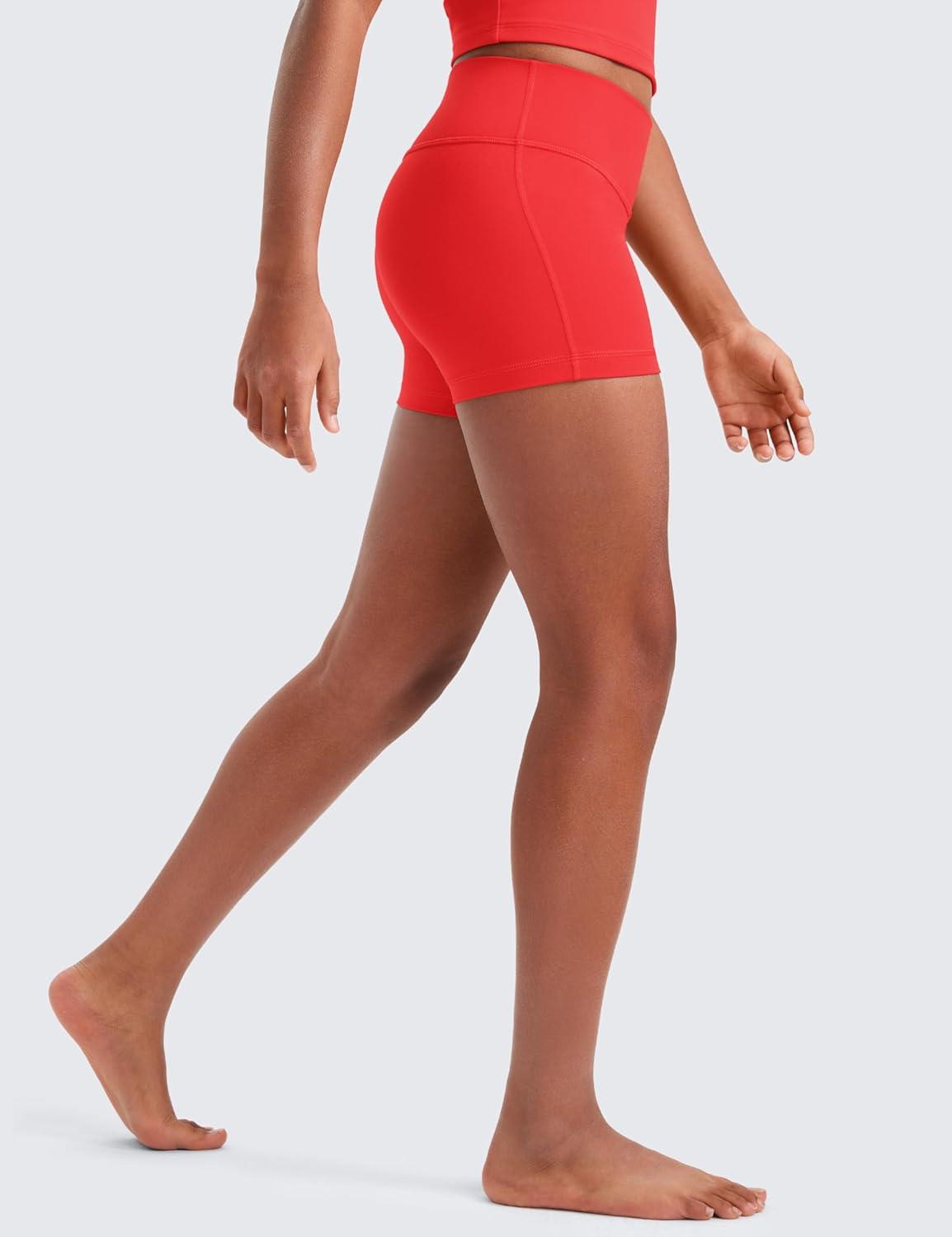 imageCRZ YOGA Girls Butterluxe High Waist Athletic Biker Shorts Dance Yoga Casual Kids Teen SummerDeep Red