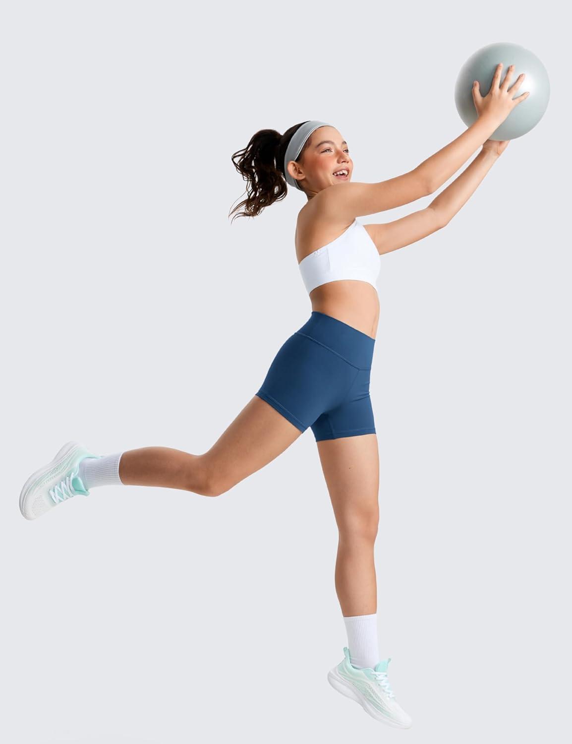 imageCRZ YOGA Girls Butterluxe High Waist Athletic Biker Shorts Dance Yoga Casual Kids Teen SummerFrench Navy