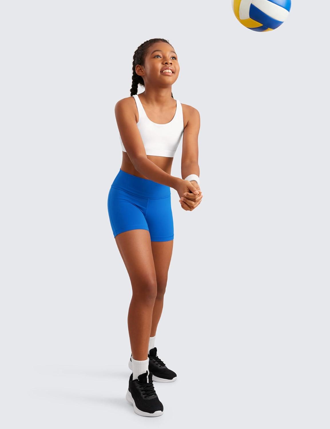 imageCRZ YOGA Girls Butterluxe High Waist Athletic Biker Shorts Dance Yoga Casual Kids Teen SummerSparkle Blue