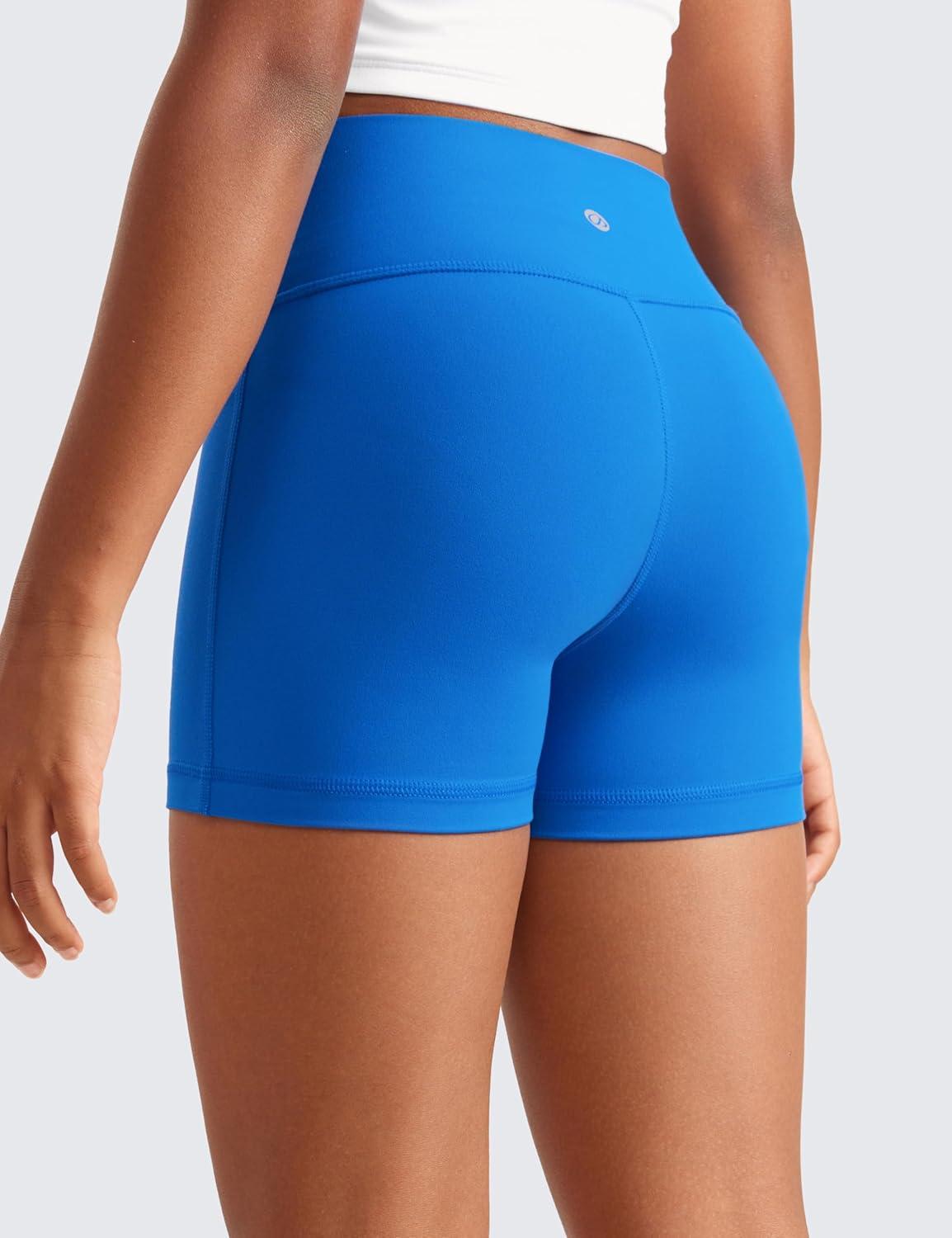 imageCRZ YOGA Girls Butterluxe High Waist Athletic Biker Shorts Dance Yoga Casual Kids Teen SummerSparkle Blue